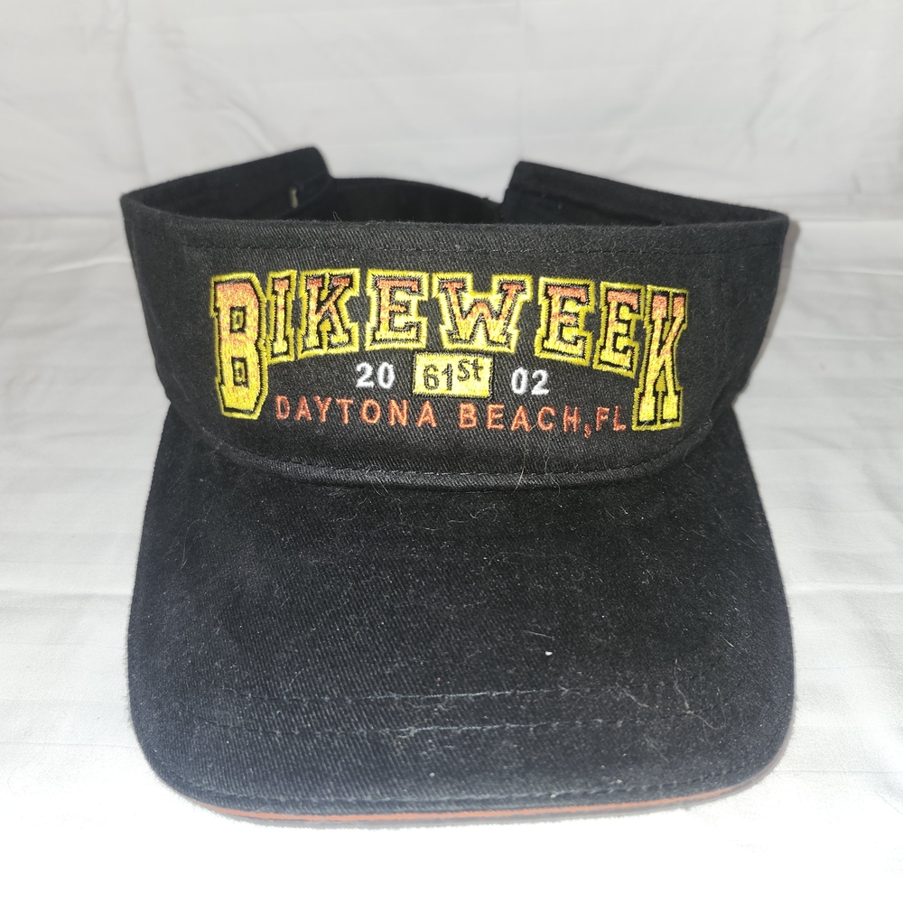 Vintage Bike Week Visor Black Daytona Beach FL Embroidered Mens 2002